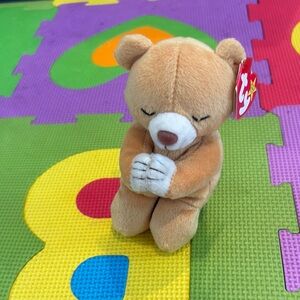 Ty Tan and White Stuffed Bear Plush